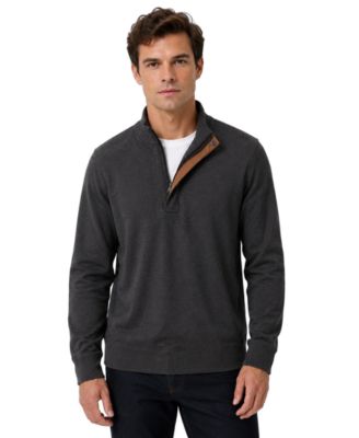 Men's Mock Neck Herringbone Half-Zip Pullover