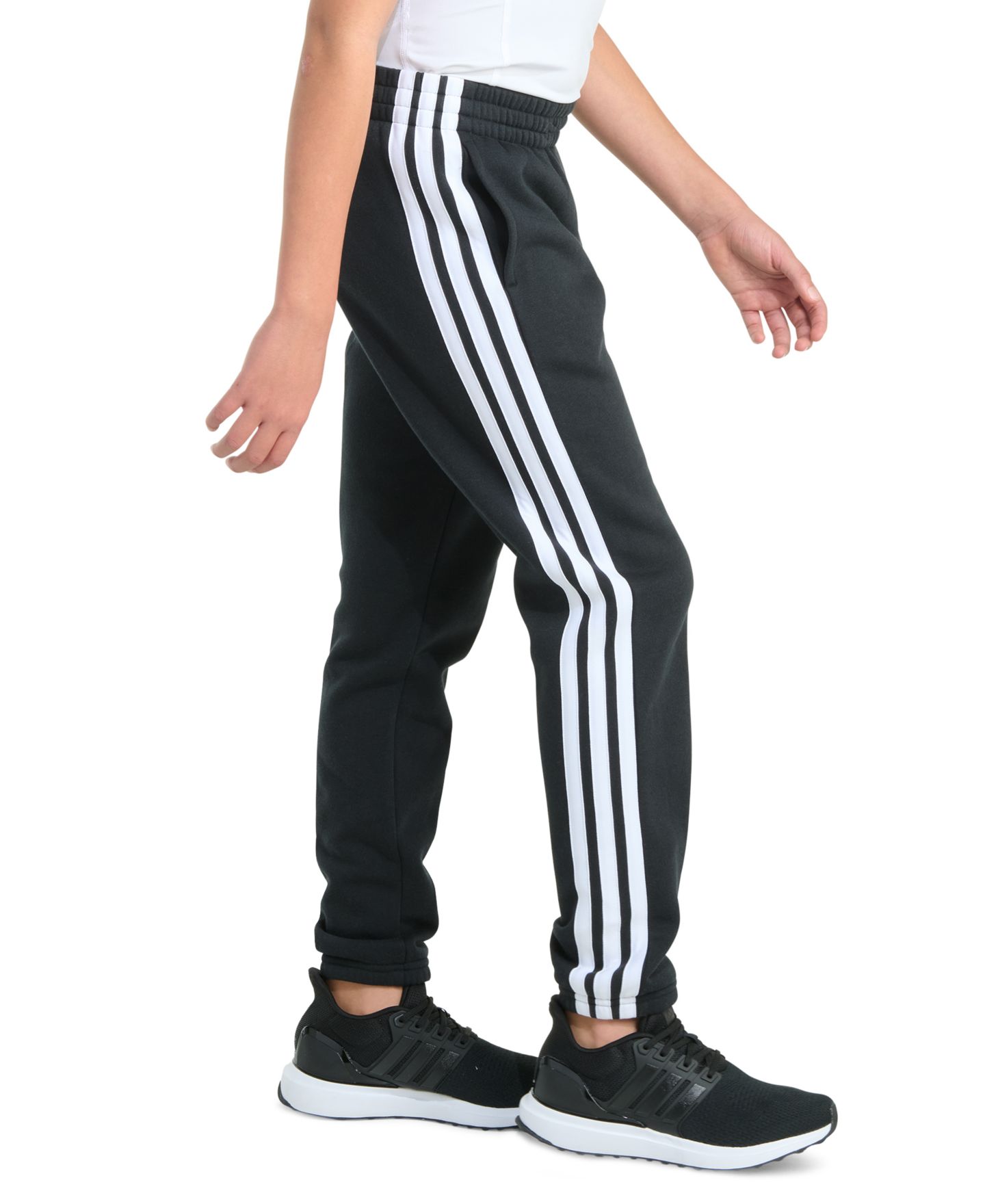 Брюки adidas 3-Stripe Cuffed Fleece Joggers для мальчиков, цвет: Чёрный — фото 5