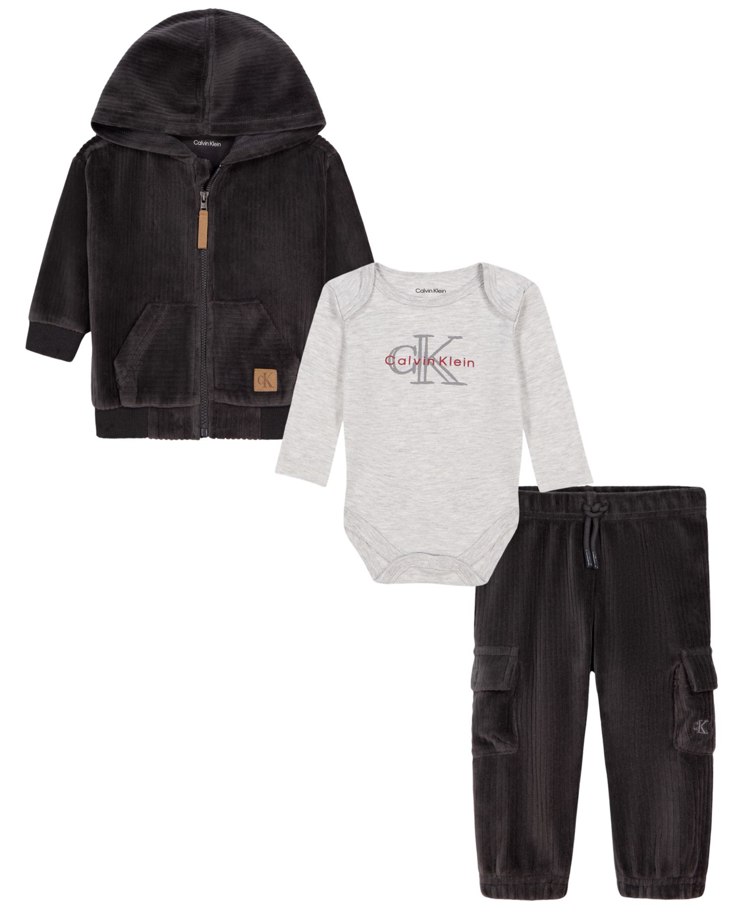 Baby Boys' Cotton-Blend Zip-Up Hooded Jacket, Bodysuit and Joggers, 3-Piece Set