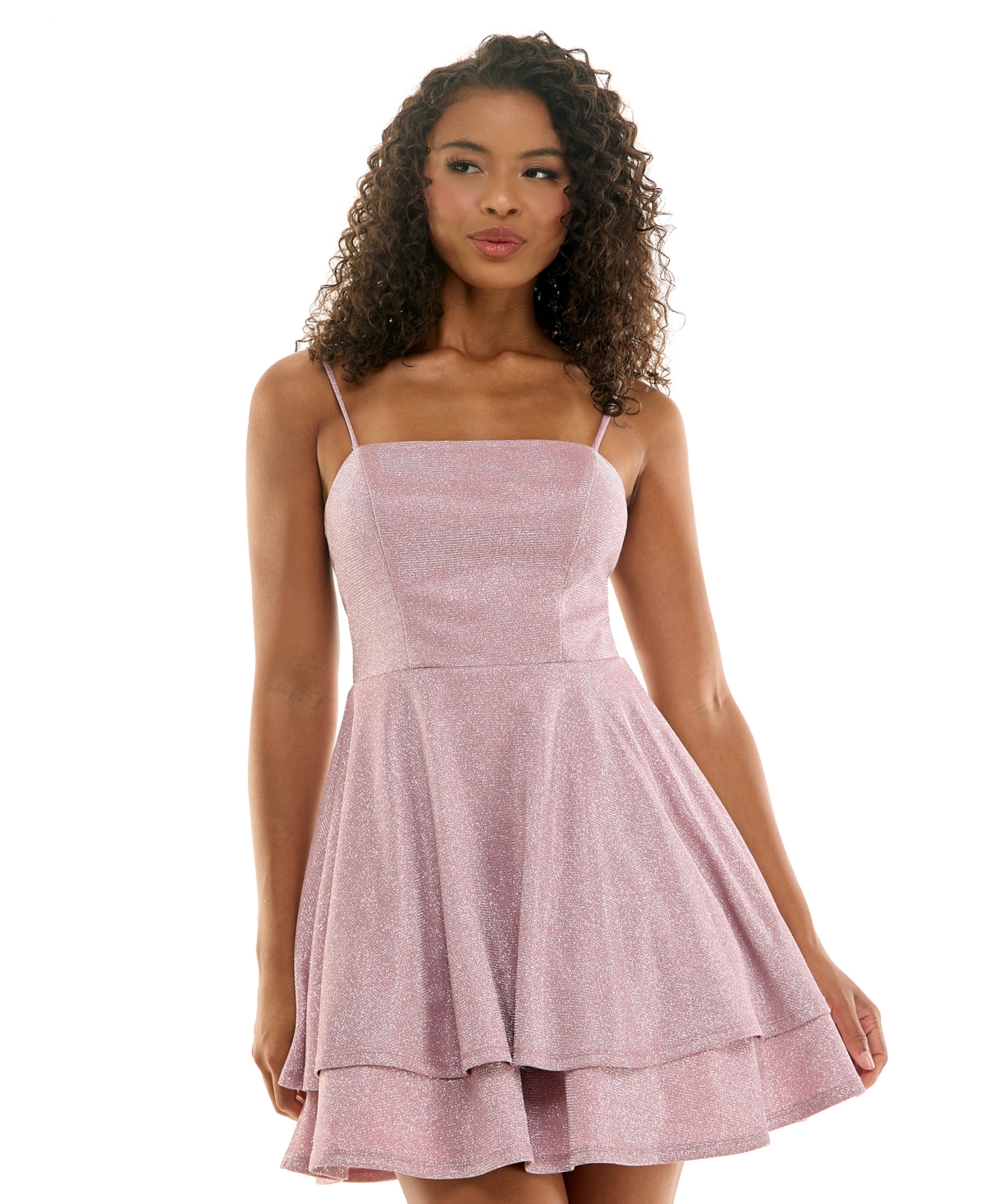 City Studios Juniors' Straight-neck Sleeveless Fit & Flare Dress In Mauve