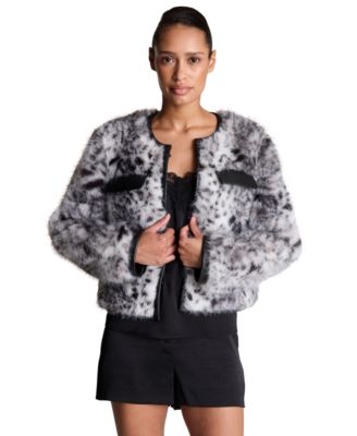 Women's Faux Fur Animal-Print Jacket