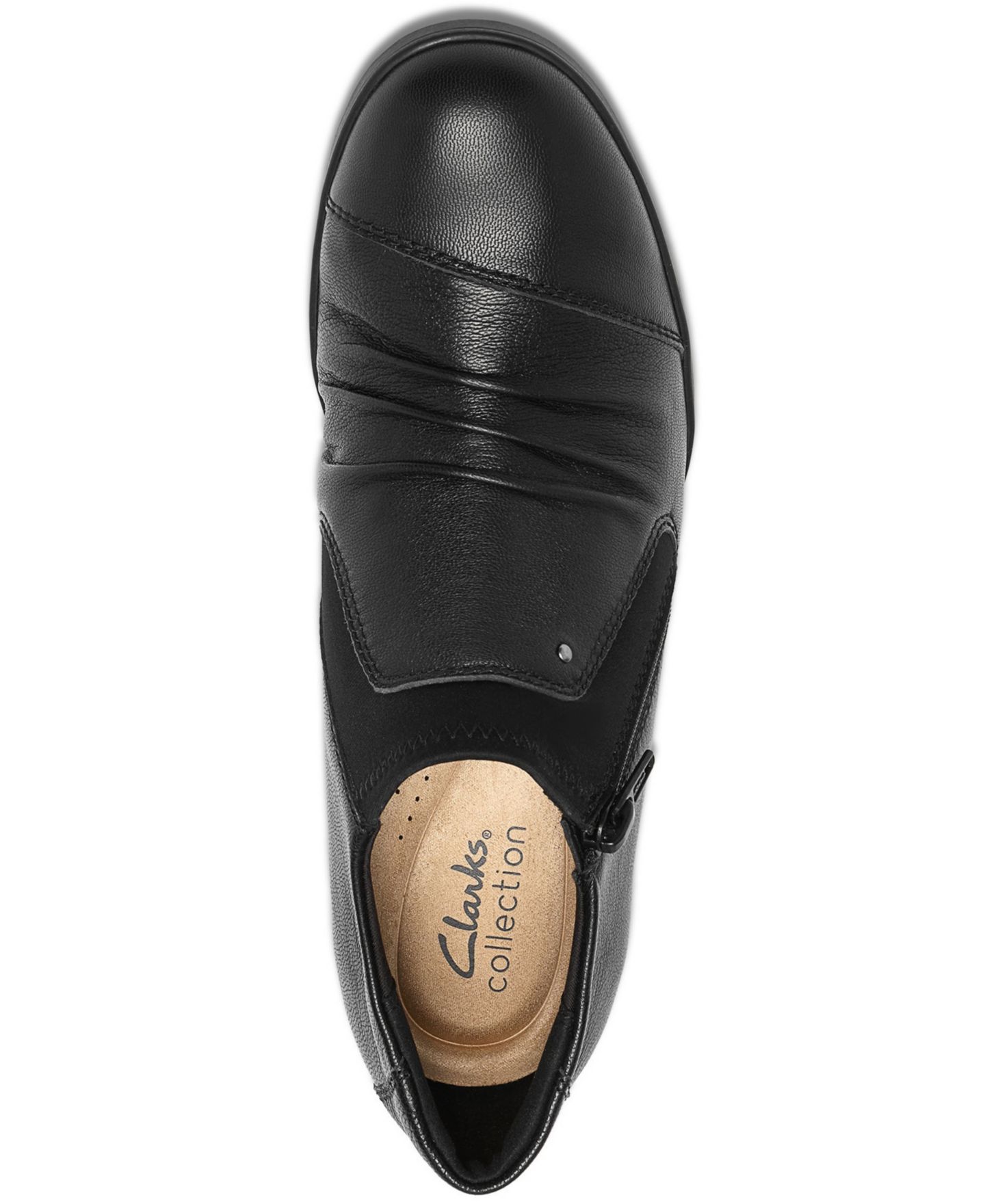 Женские туфли Clarks Emily2 Vine Round Toe Block Heel Ruched Shooties, цвет: Чёрный кожаный — фото 4