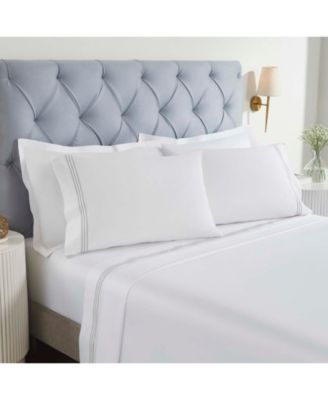 Brandon Cotton Three-Line Embroidered Deep Pocket Bed Sheet Set, King