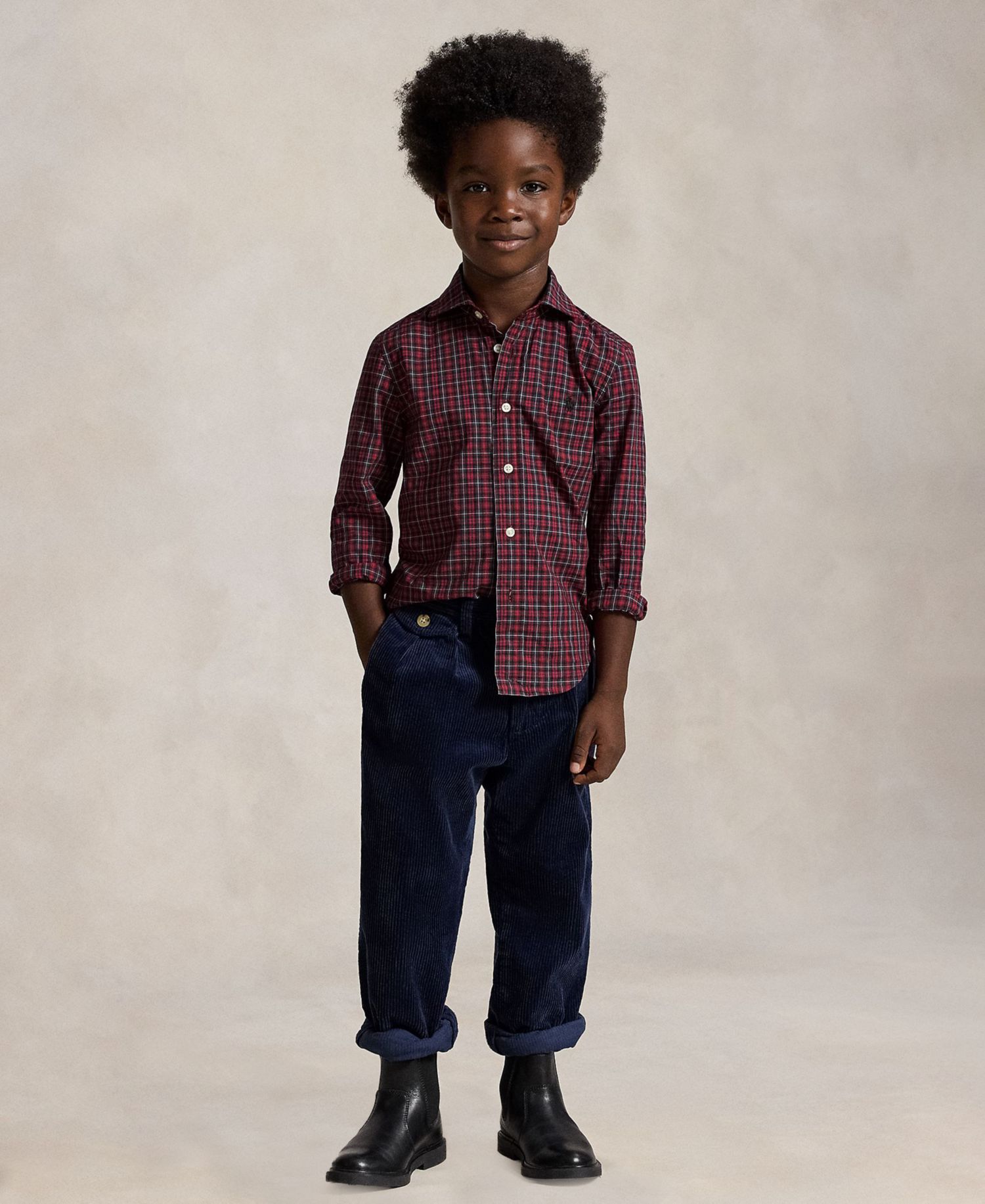 Boys' 2T-7 Plaid Cotton Poplin Shirt