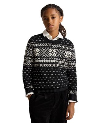 Boys' 8-20 Snowflake Intarsia-Knit Sweater
