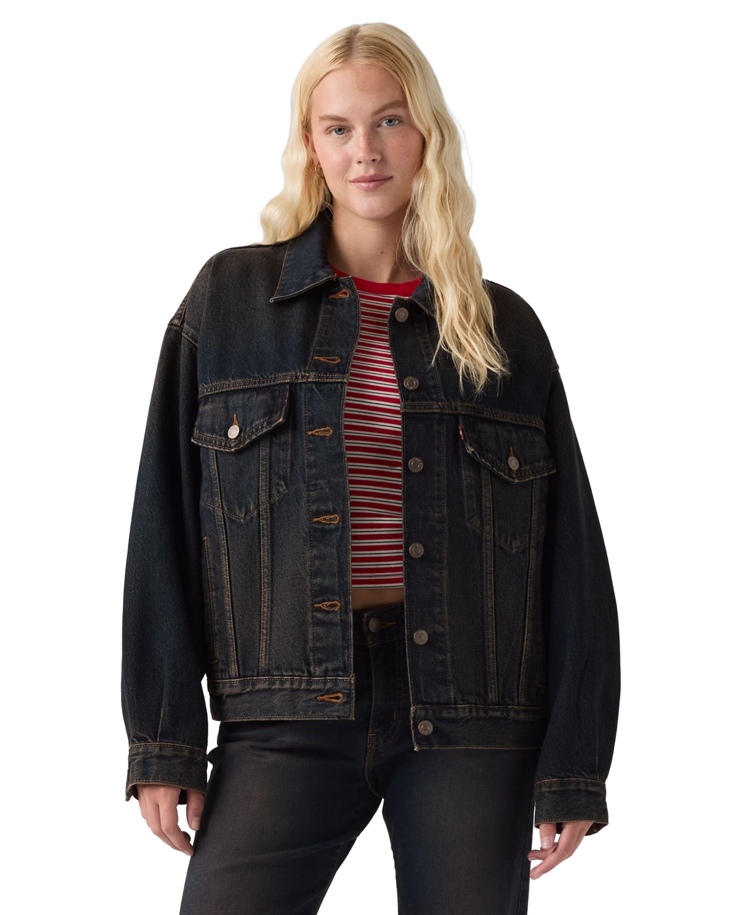 Plus Size '90s Cotton Denim Trucker Jacket