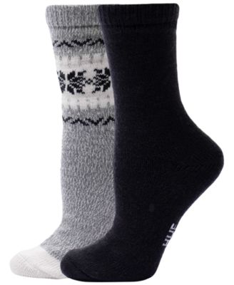 Women's Snowflake Border Crew Boot Socks, 2-Pair