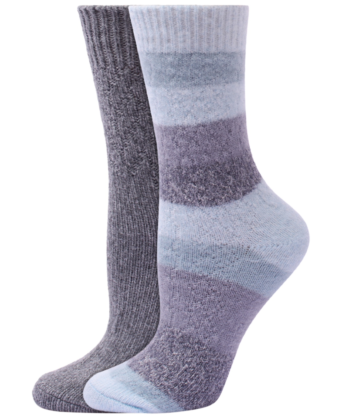 Hue Women's Mixed Cable Boot Sock Crew Socks, 2-Pack