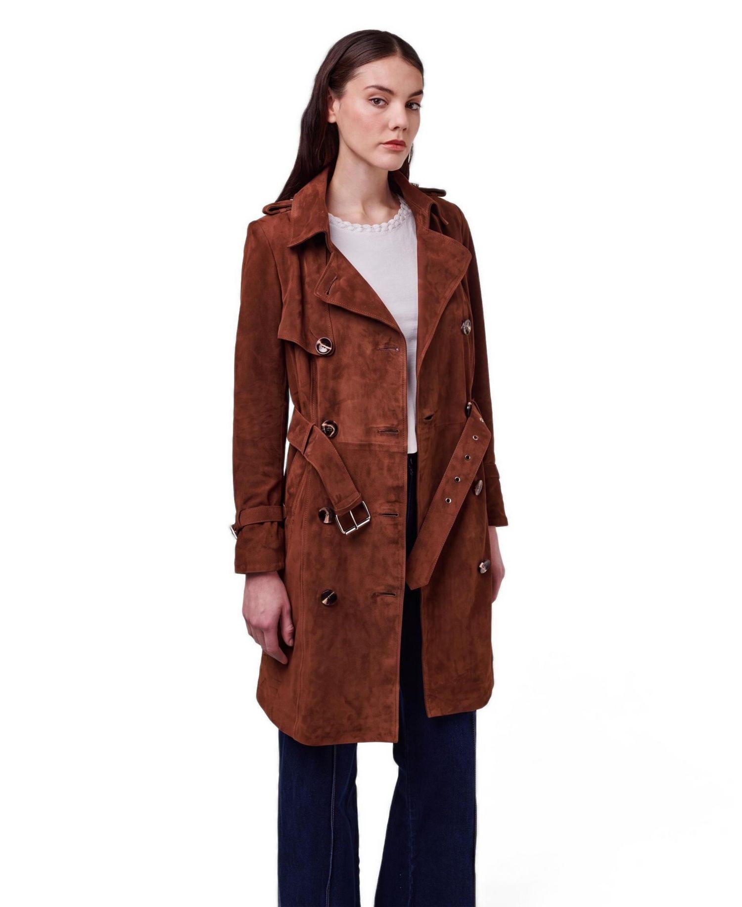 Women's Leather Trench Coat