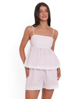 Women's Bridie Square-Neck Stripe Top and Shorts, 2-Piece Set