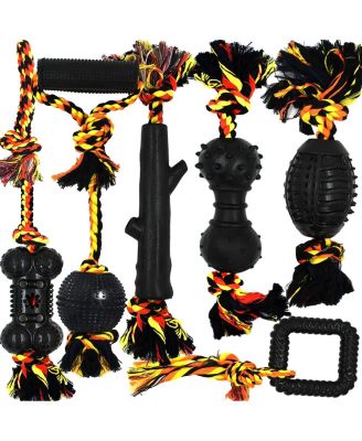 6 Pack Dog Chew Toys Natural Rubber Cotton Rope For Puppy Medium Dogs