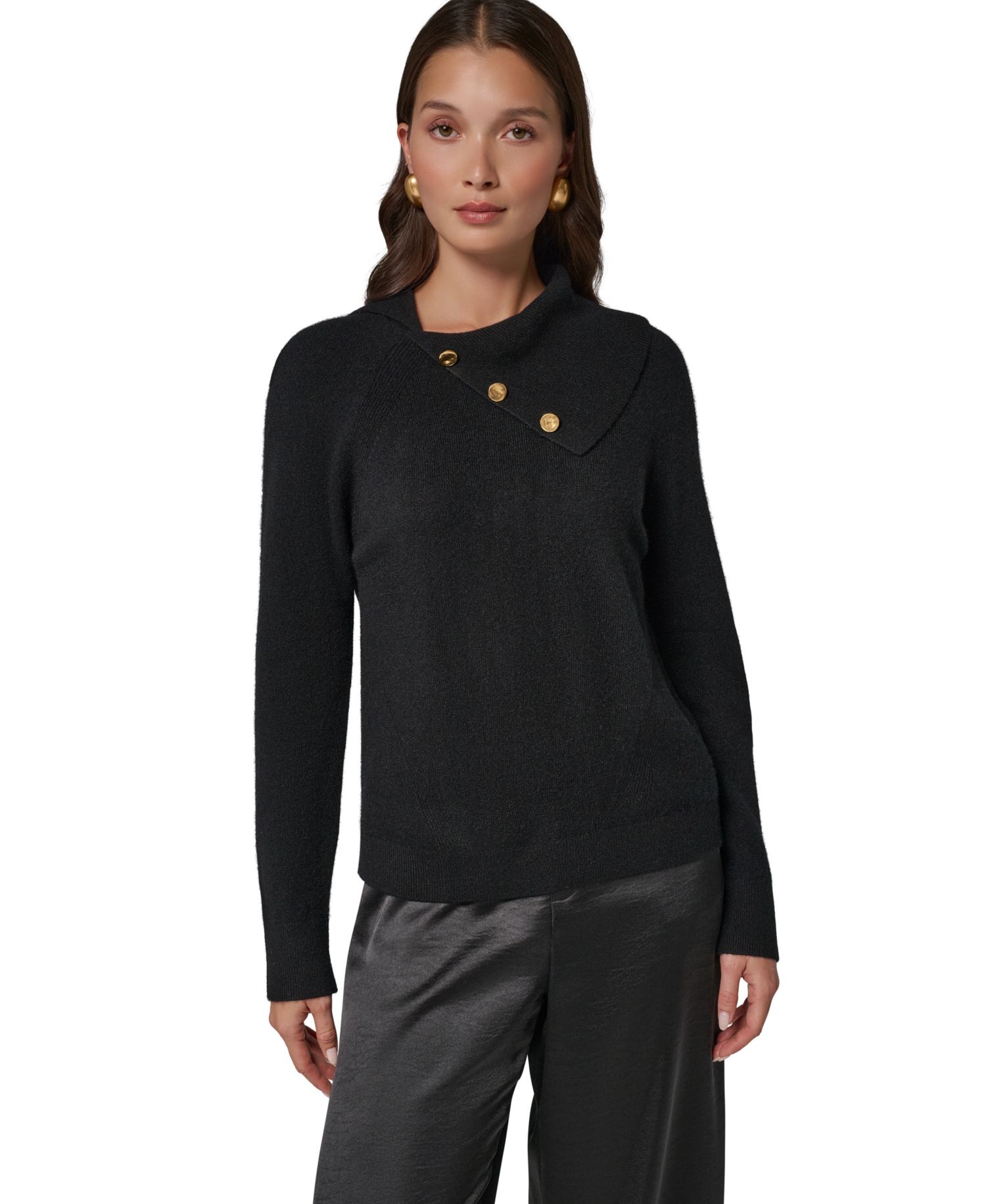 Women's Split Collar with Buttons Cashmere Pullover Sweater