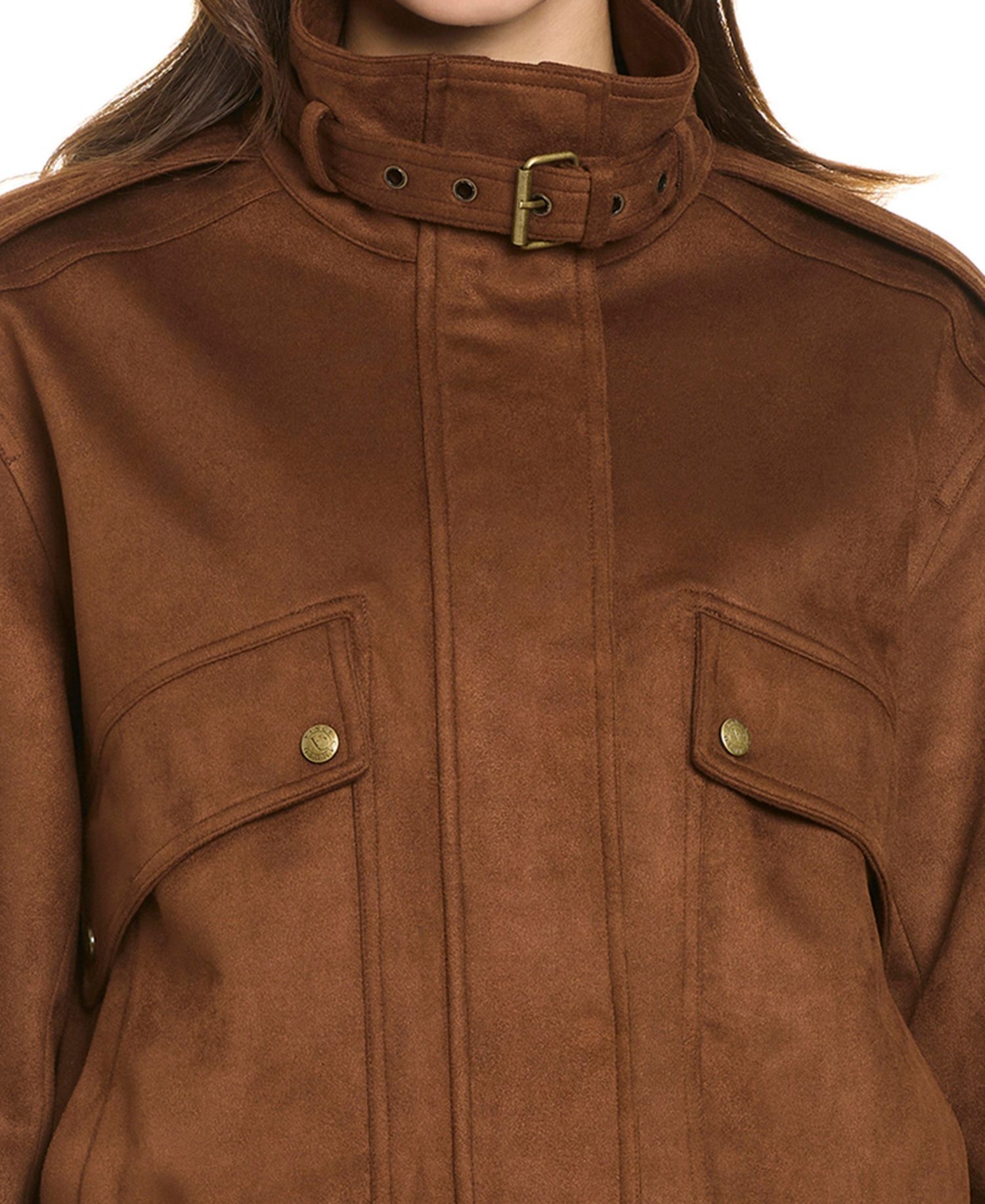 Women's Faux Suede Drop-Shoulder Bomber Jacket