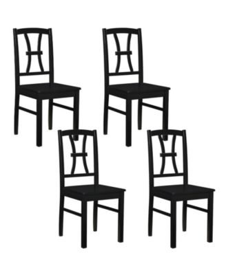 Dining Chair Set of 4 Kitchen Side Chairs With Cross Backrest Rubber Wood Frame