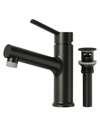 Single-Hole Pull-Out Bathroom Sink Faucet with Dual-Mode Spray, Auto-Retracting Hand Sprayer and Pop-Up Drain Brushed