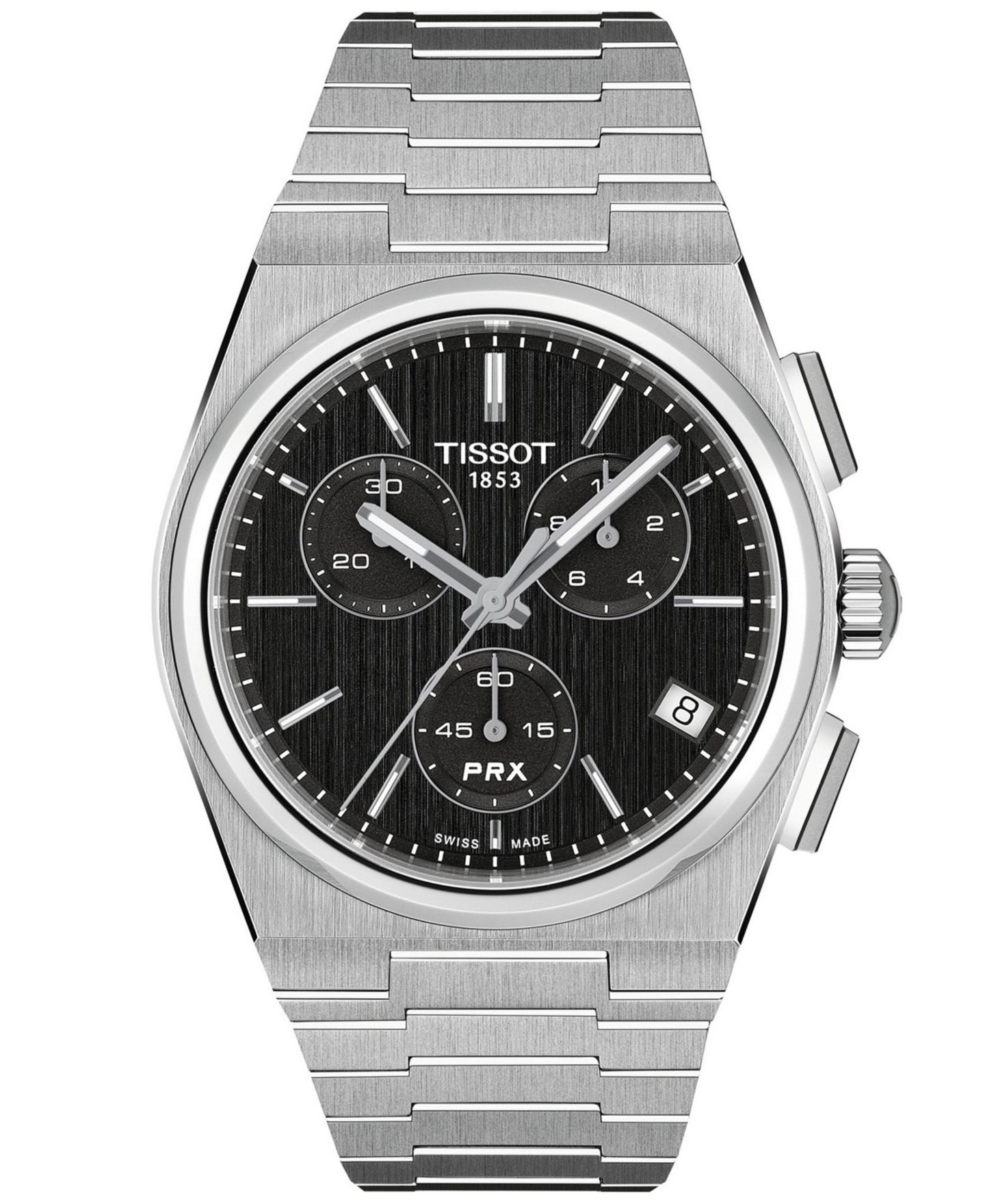 Мужские часы Tissot Quartz Chronograph PRX Silver Stainless Steel Watch 41mm — фото 1