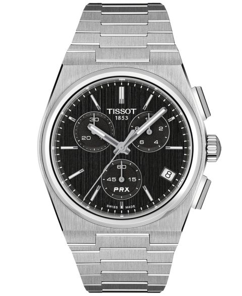 Мужские часы Tissot Quartz Chronograph PRX Silver Stainless Steel Watch 41mm