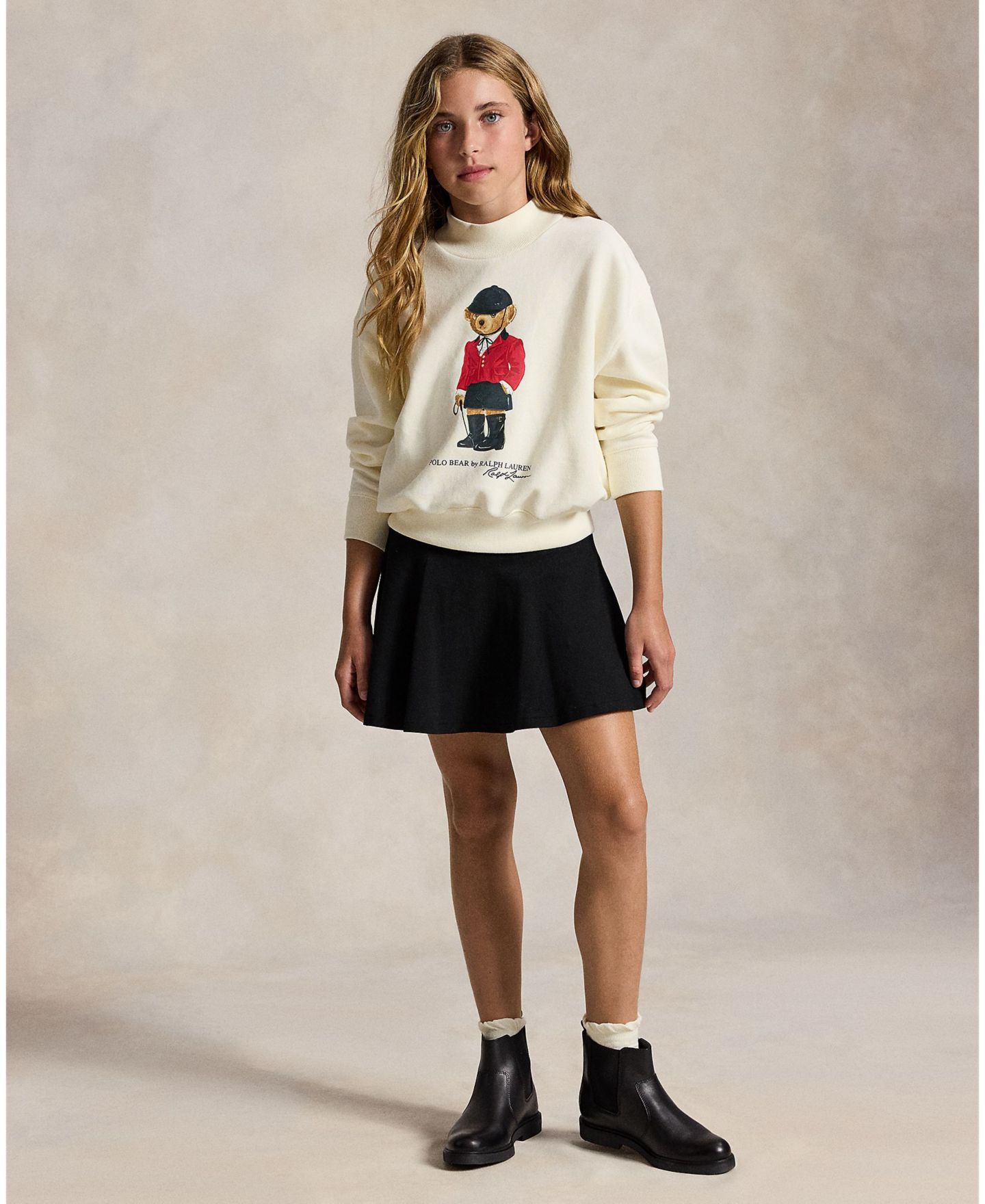 Толстовка Polo Ralph Lauren Polo Bear Graphic Fleece Boxy для девочек, цвет: Кремовый — фото 2