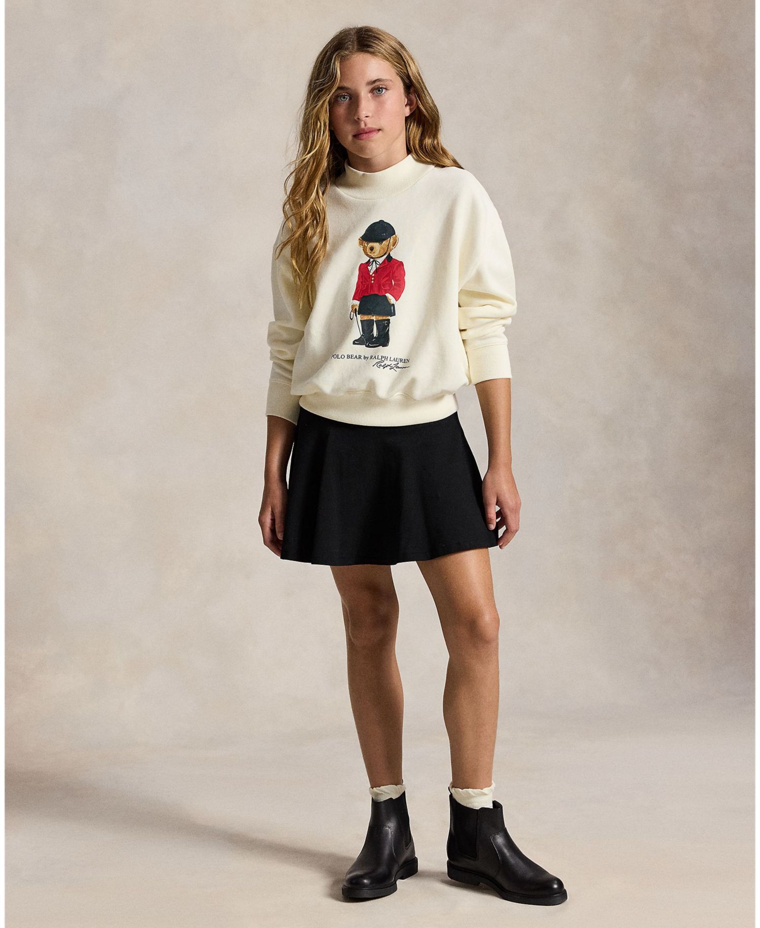 Girls' 7-16 Polo Bear Graphic Fleece Boxy Sweatshirt