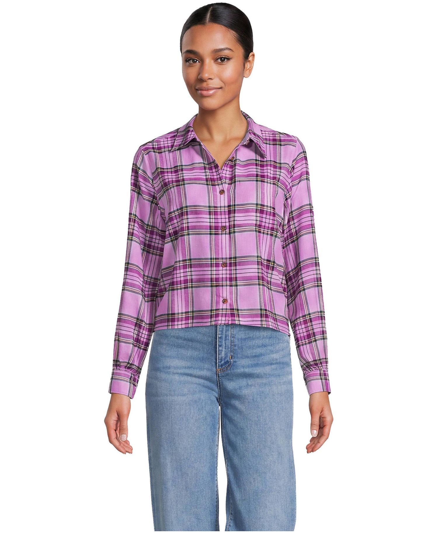 Women's Cropped Flannel Shirt