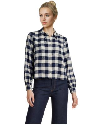 Women's Cropped Flannel Shirt