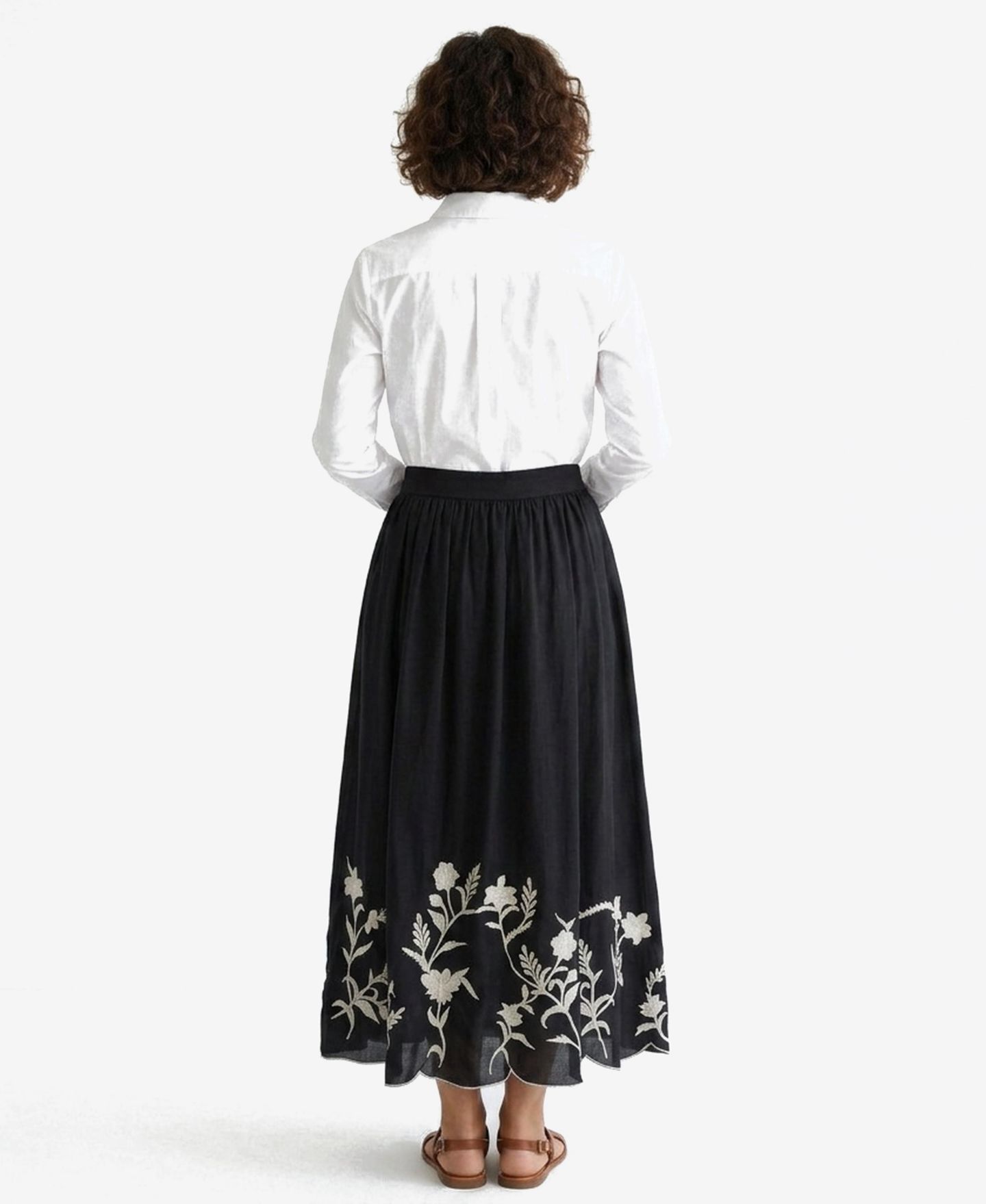 Женская юбка Joie Scallop Hem Pull On, цвет: Чёрный / Экрю — фото 3