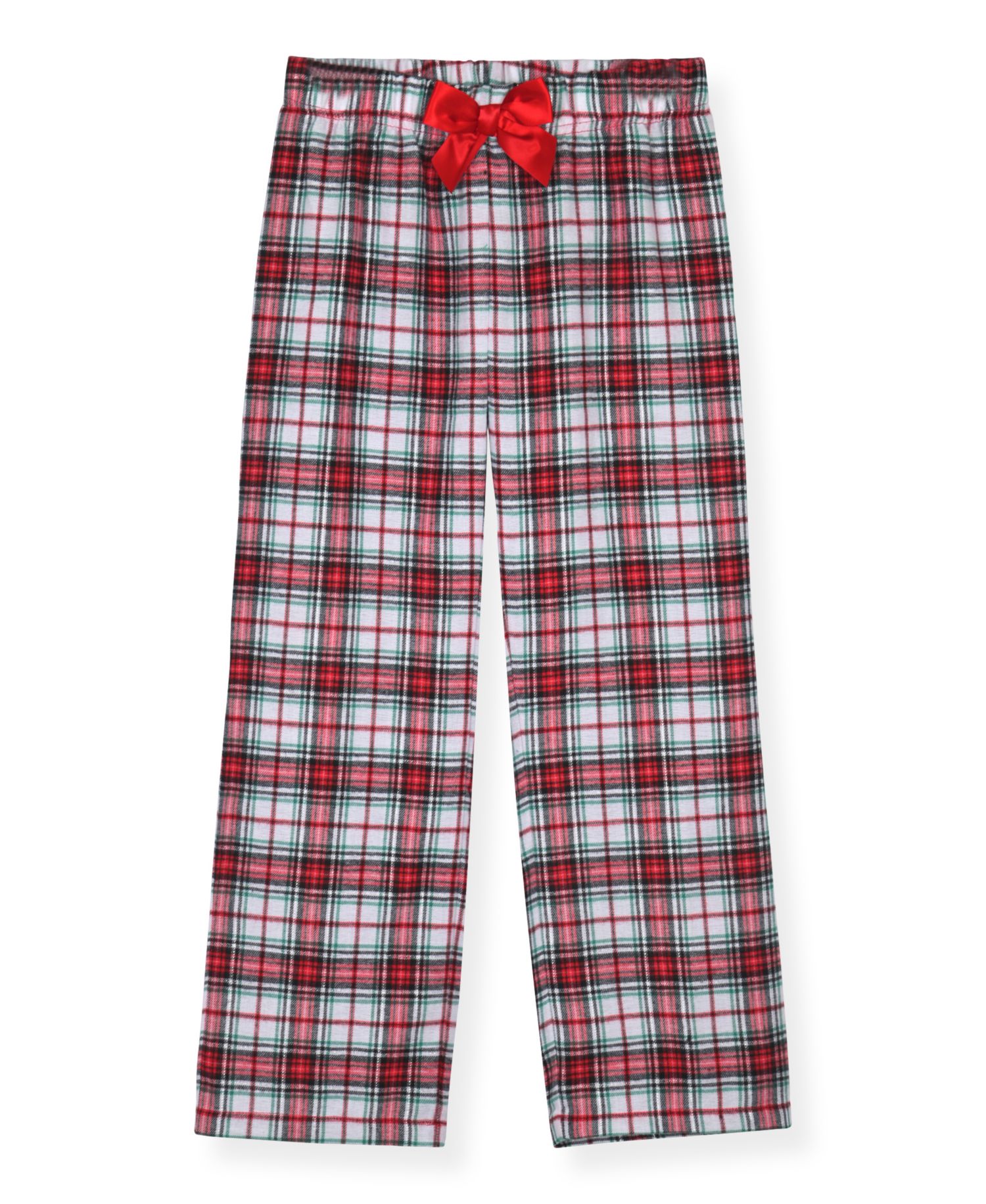 Girls' 5-16 Long-Sleeve Crewneck Plaid Pajama and Scrunchie, 3-Piece Set