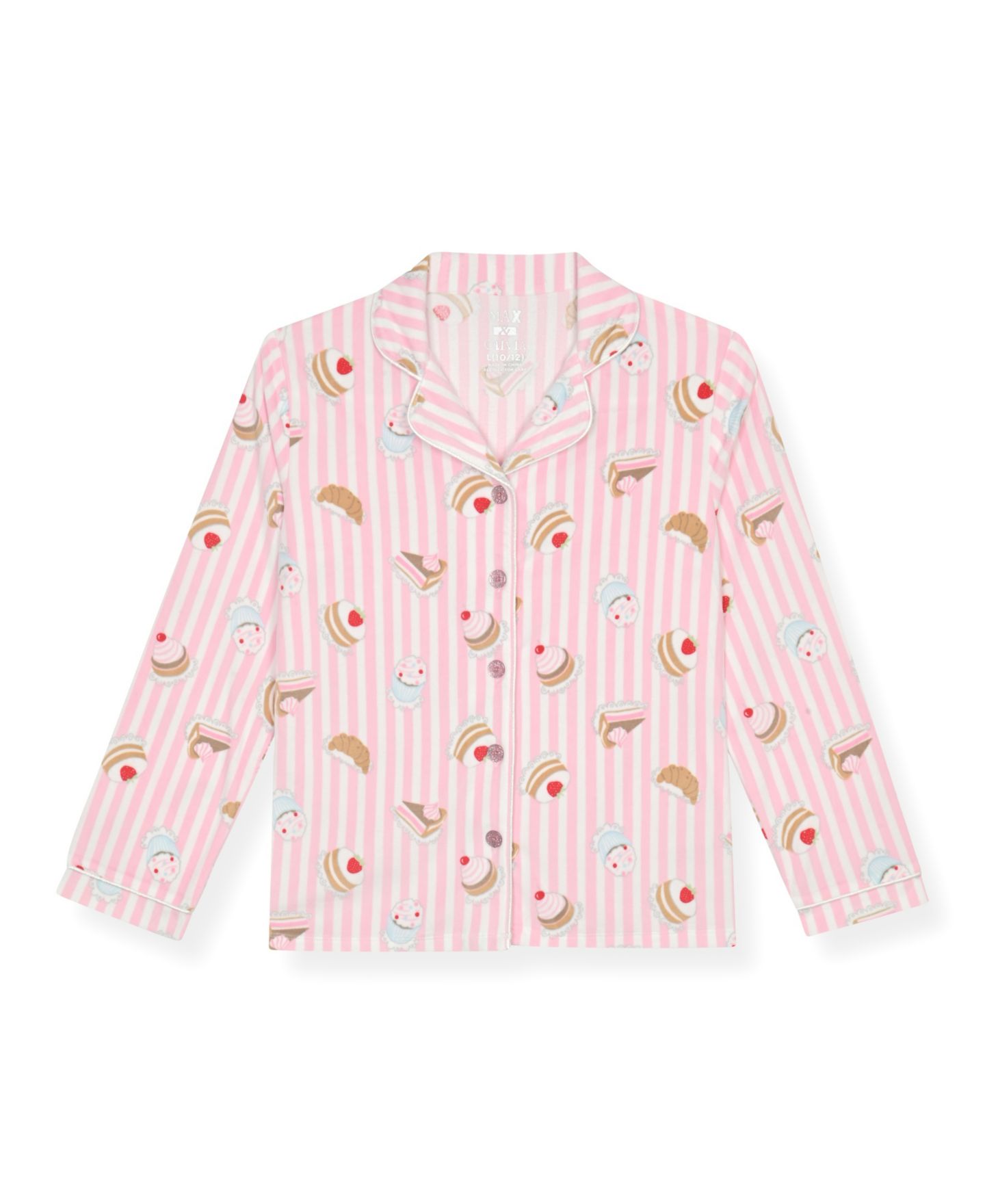 Max & Olivia Girls' 5-16 Long-Sleeve Milky Print Pajama and Scrunchie, 3-Piece Set, цвет: Розовый / Белый — фото 2