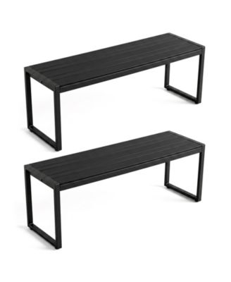 2Pieces 48'' Outdoor Bench Patio Backless Bench With Wood-Plastic Composite Metal Frame