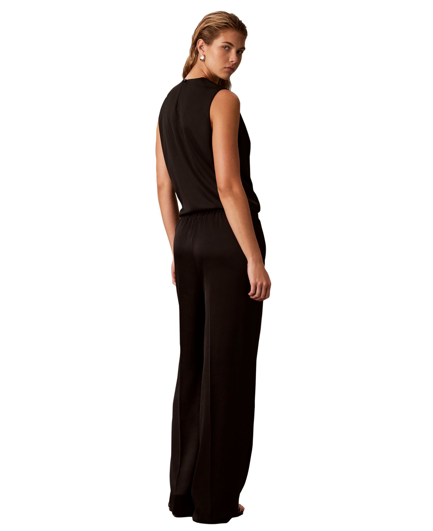 Women's Pull-On Wide-Leg Satin Pants