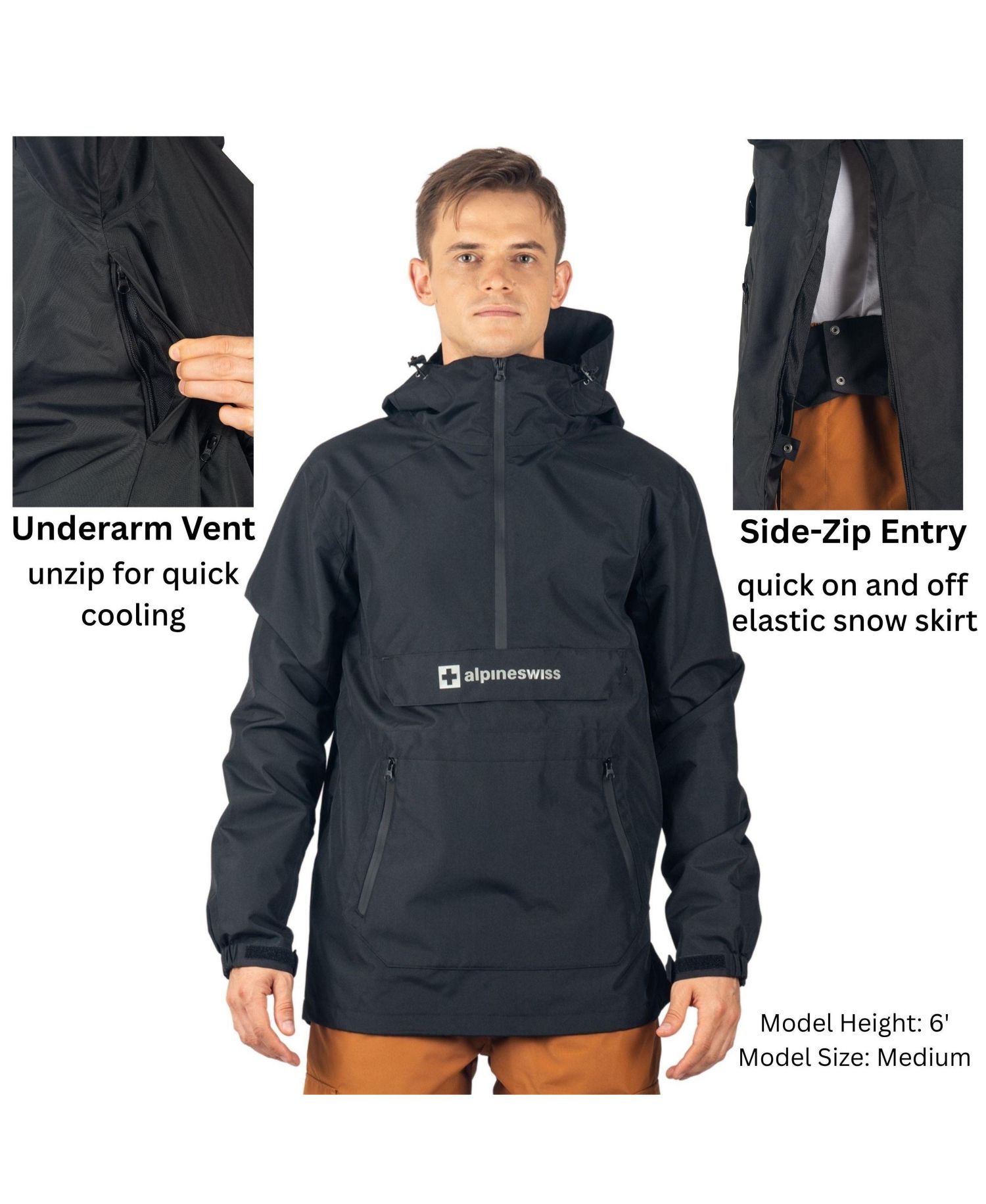 Men's Men Anorak Snowboard Jacket Waterproof Windproof Winter Sport Shell