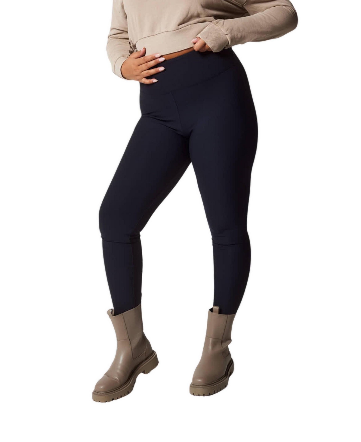 Lovall Women's High-Waisted Fleece-Lined Leggings - Vintage navy