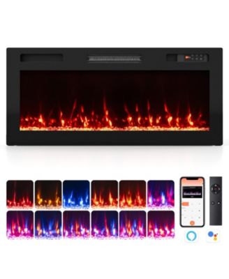 40 Inch Smart WiFi Electric Fireplace 750W 1500W Indoor Heater with APP Control Black