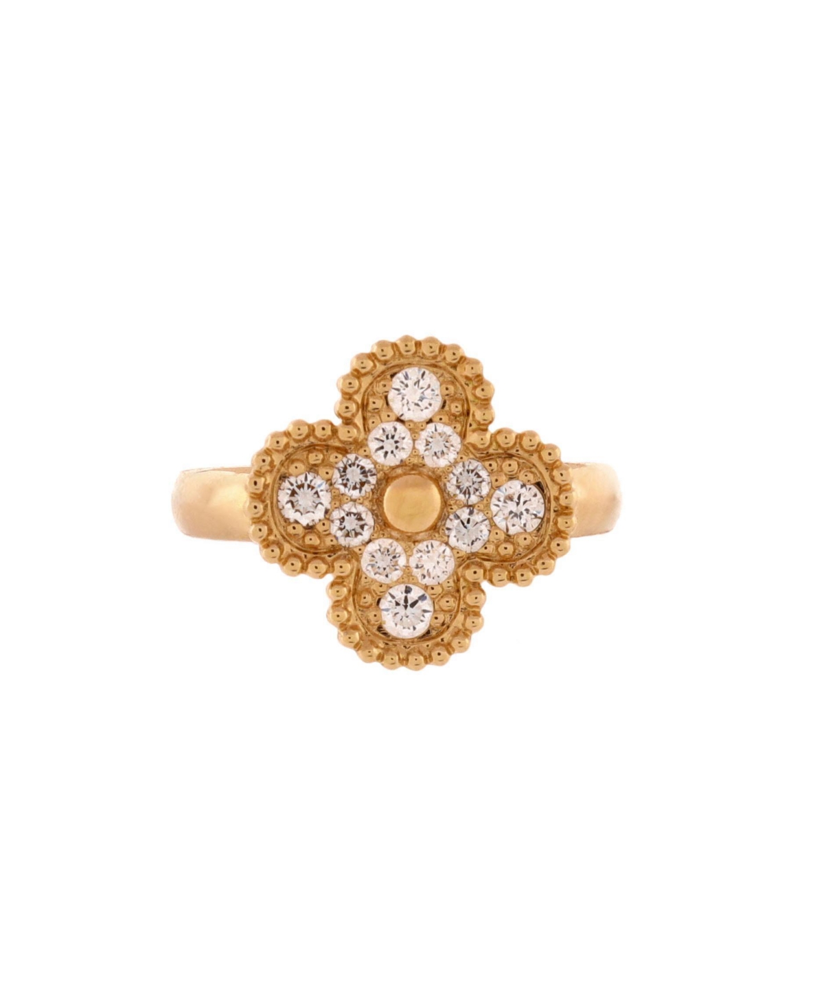 Pre-Owned Van Cleef & Arpels Vintage Alhambra Round Diamond Ring (0.48 ct. t.w.) in 18K Yellow Gold - 18k yellow gold