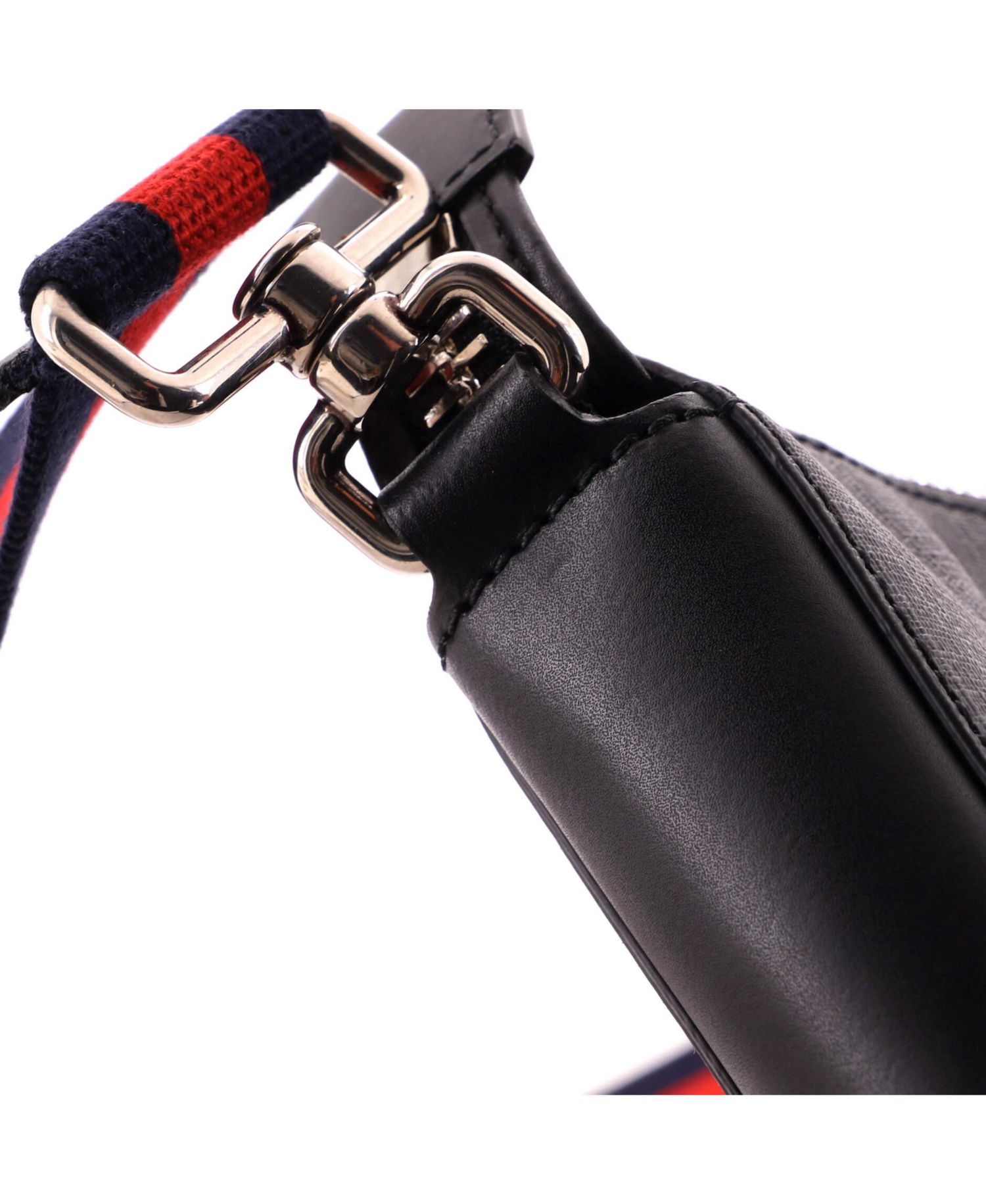 Small Web Strap Front Zip Messenger Bag GG Coated Canvas