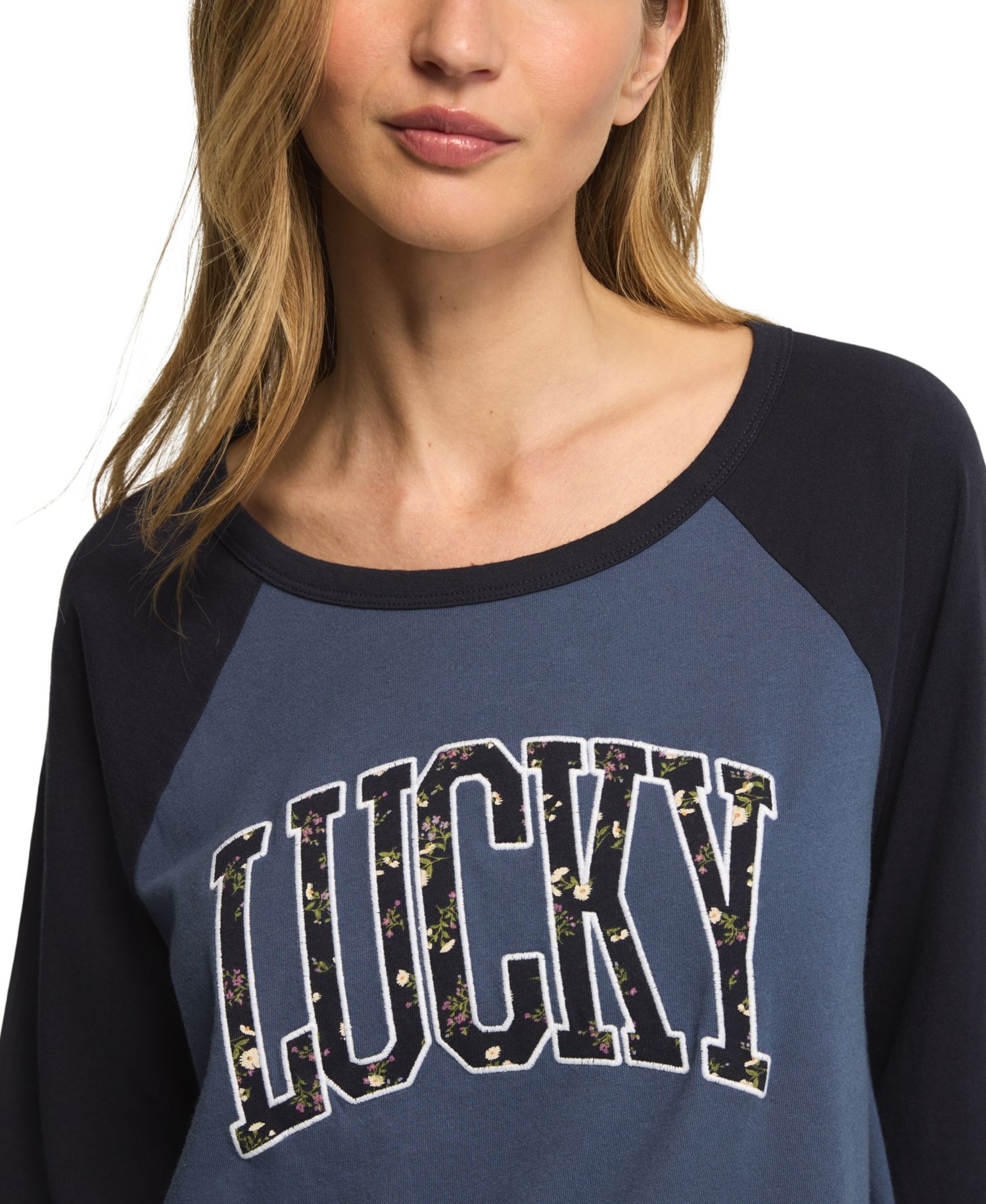 Women's Floral-Applique Raglan T-Shirt