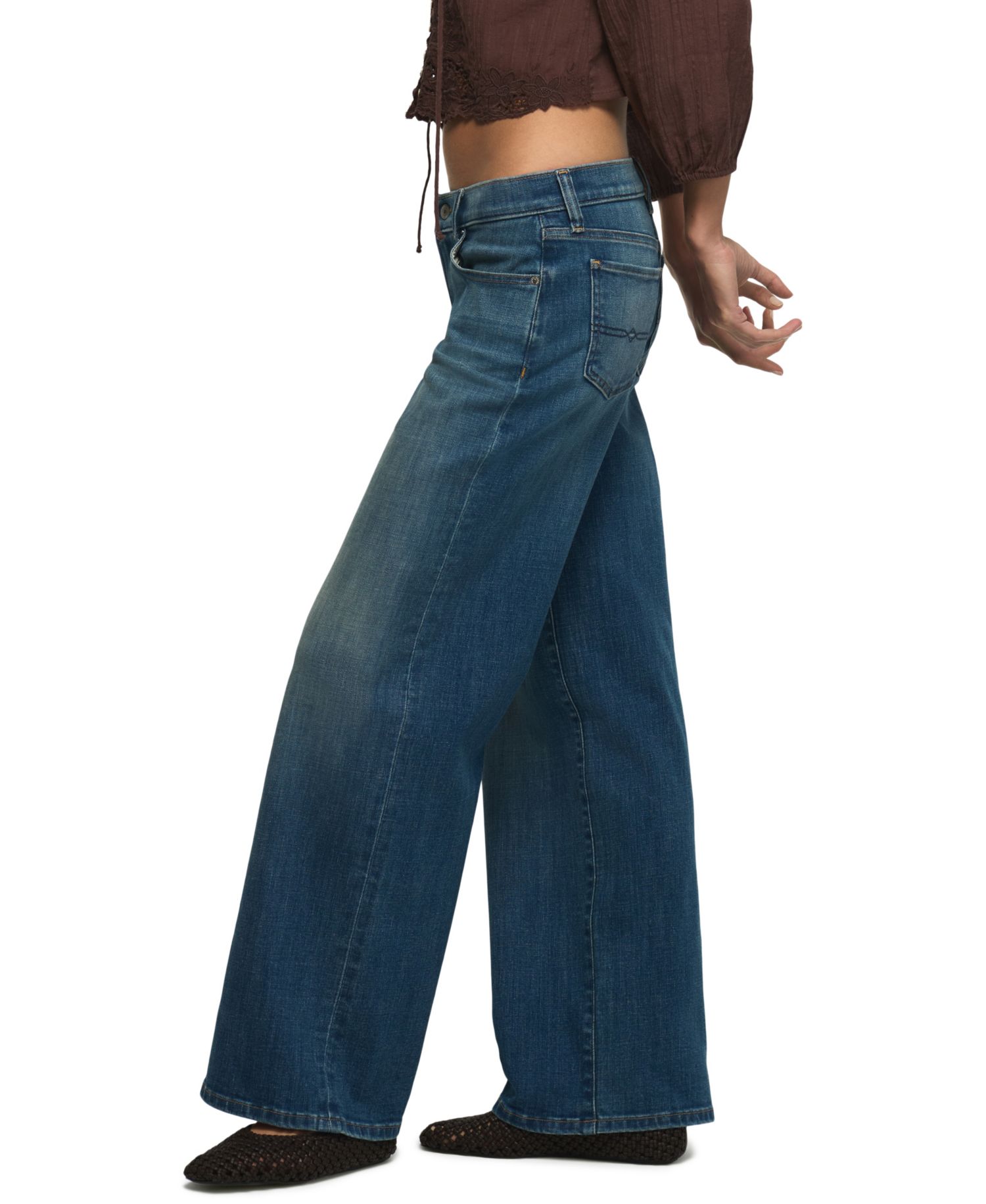 Women's Sweet Mid Rise Wide Leg Jeans