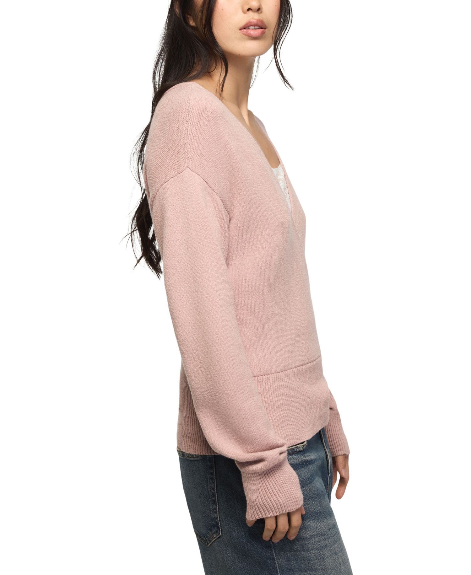 Women's Cloud Surplice V-Neck Long-Sleeve Sweater