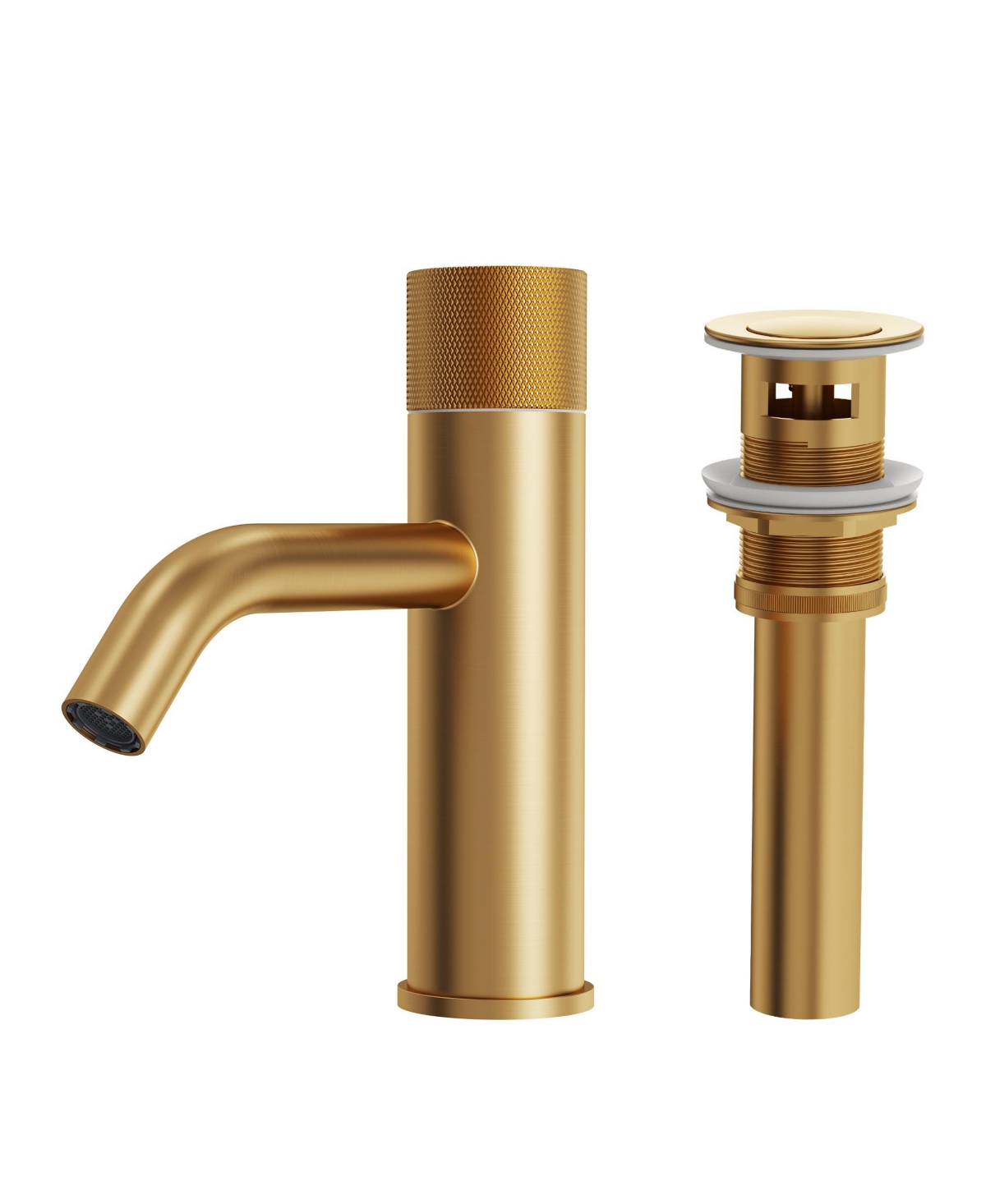 Everstein Single-Hole Bathroom Sink Faucet with Pop-Up Drain Knob Handle Solid Brass Brushed