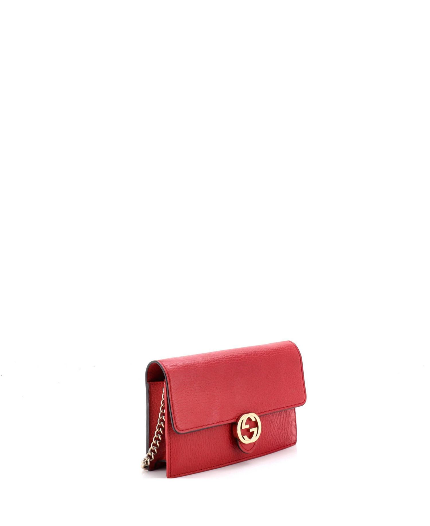 Interlocking Leather Wallet on Chain Crossbody