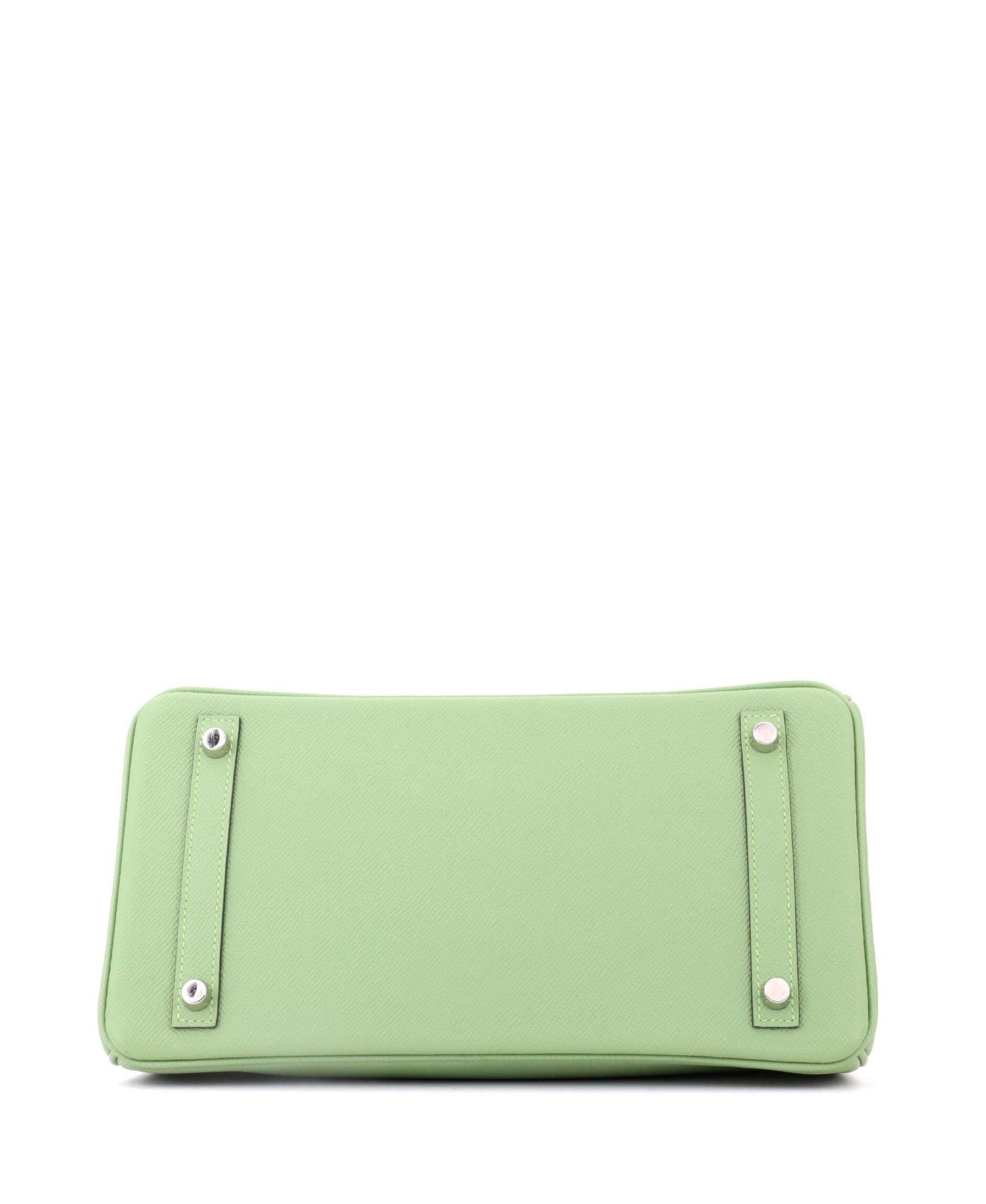 Pre-Owned Hermes Birkin 30 Handbag Green Epsom with Palladium Hardware