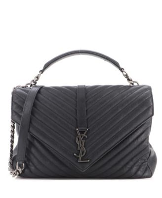 Classic Monogram College Chevron Leather Shoulder Bag