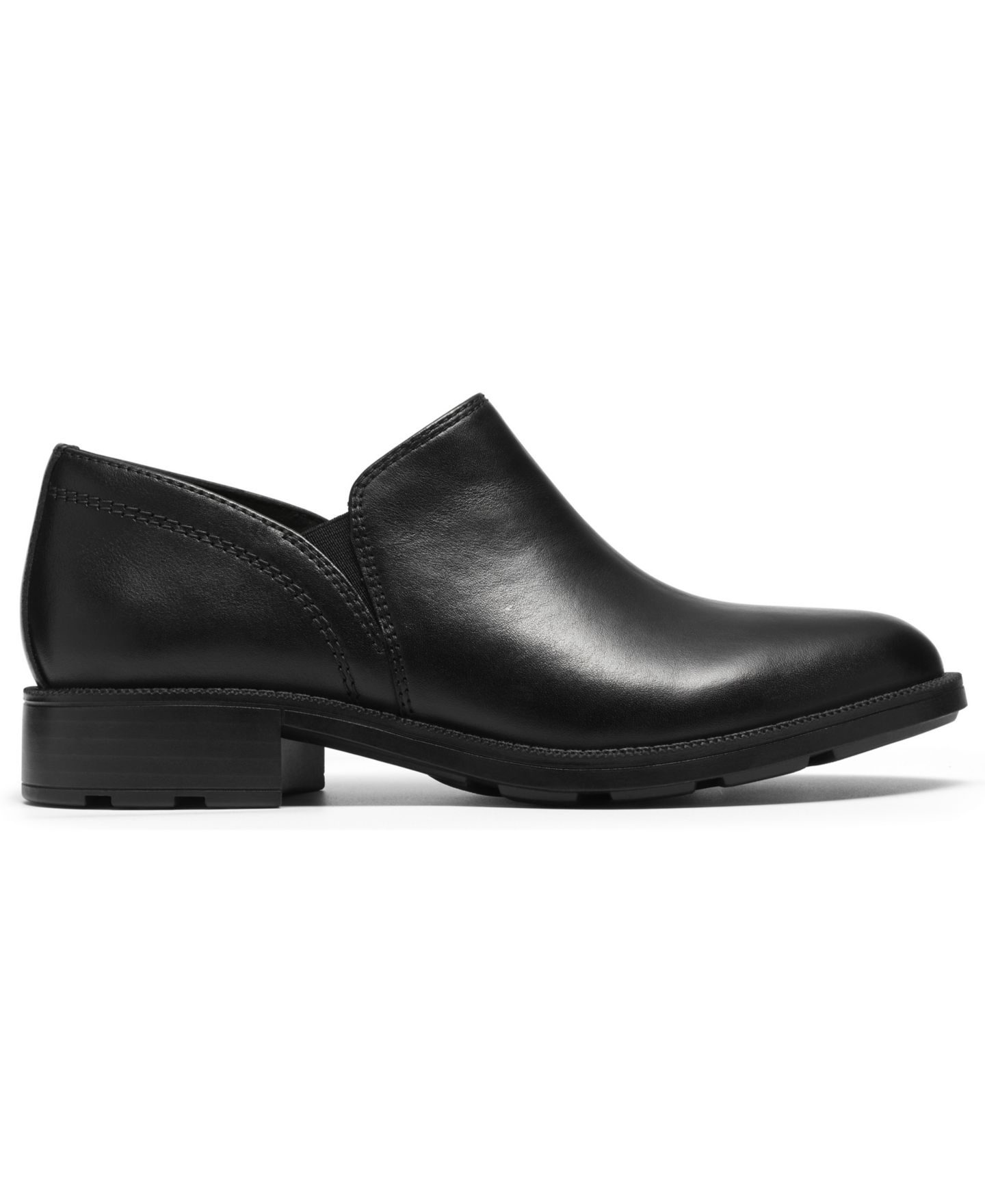 Женские ботинки Clarks Adalynn Bay Leather Round Toe Lug-Sole Shooties, цвет: Чёрный кожаный — фото 2