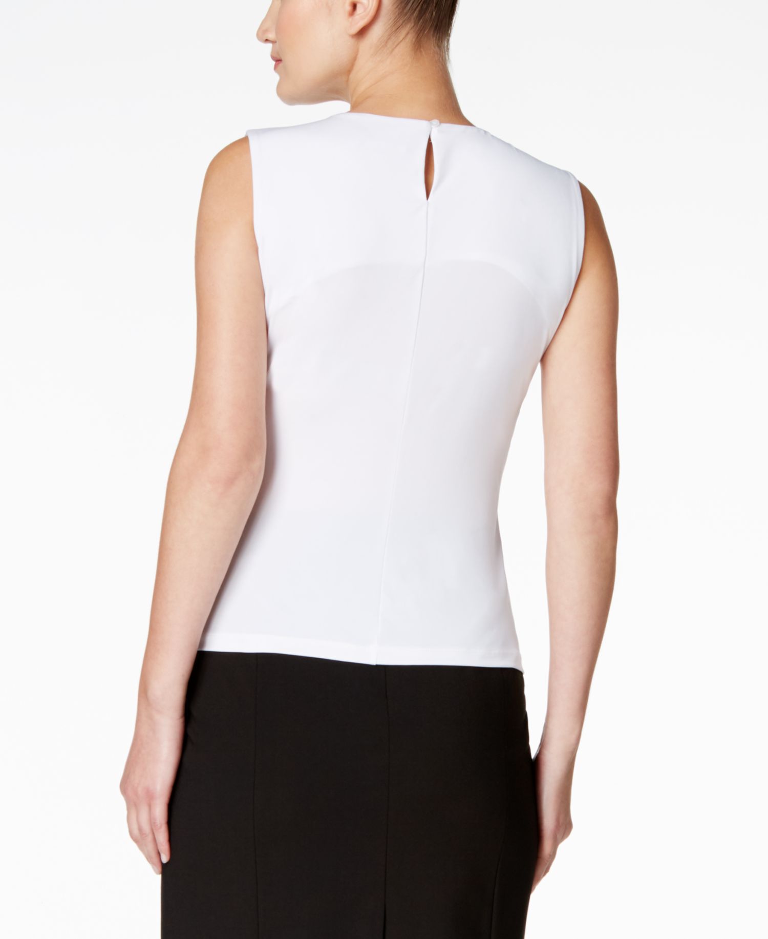 Pleat Neck Sleeveless Top