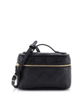 Small Emblem Top Handle Vanity Bag GG Embossed Leather