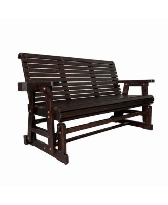 5FT 3-Seater Patio Glider with Cup Holders, High Roll Back and Deep Contoured Seat, Heavy Duty 800 Lb