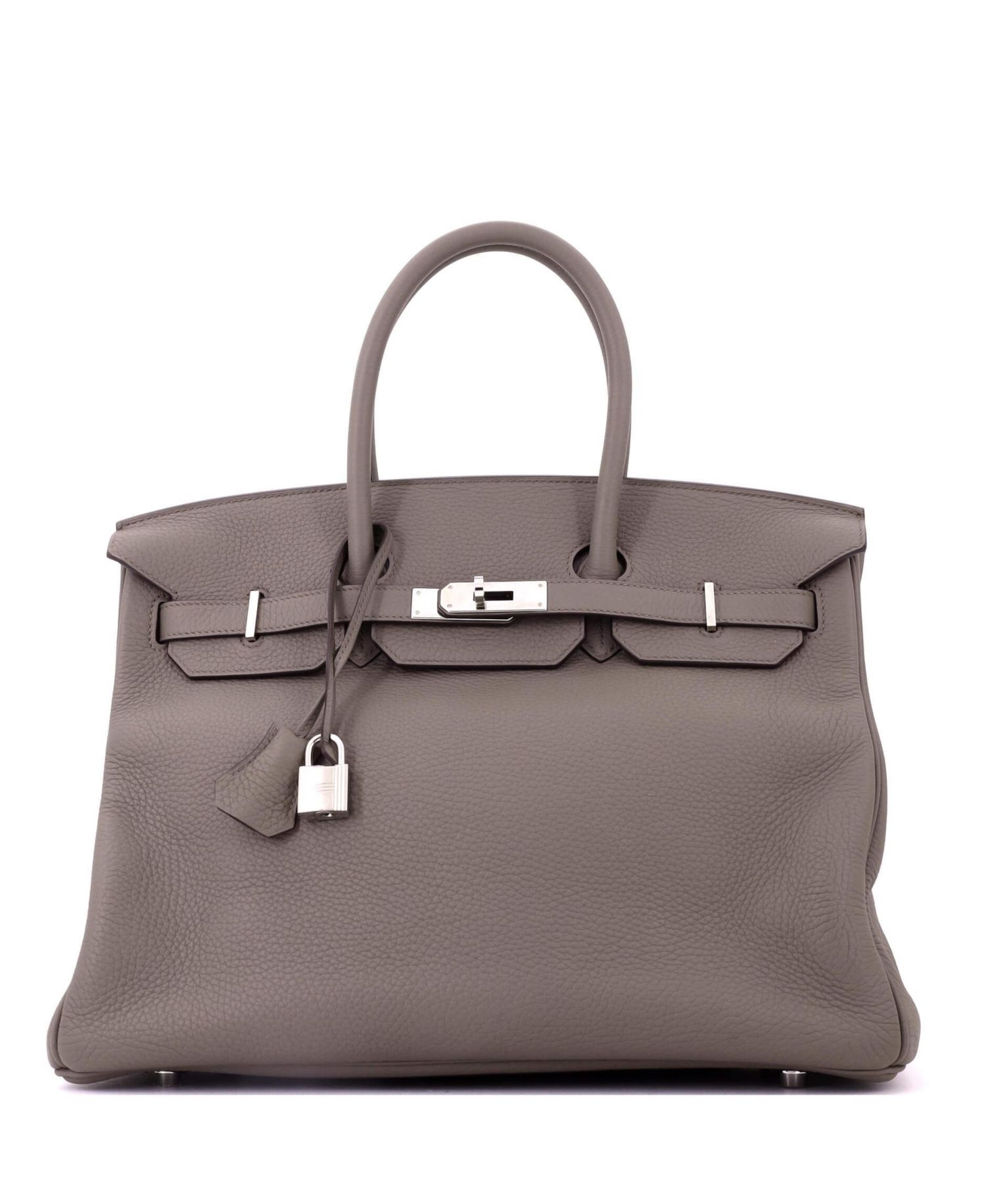 Pre-Owned Hermes Birkin 35 Handbag Grey Clemence with Palladium Hardware