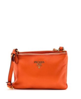 Small Double Zip Crossbody Bag Vitello Daino