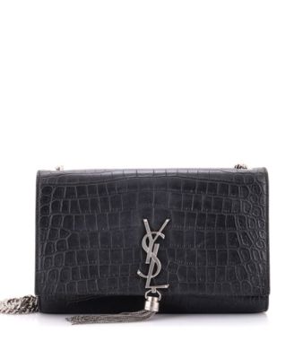 Medium Classic Monogram Tassel Crossbody Bag Embossed Leather