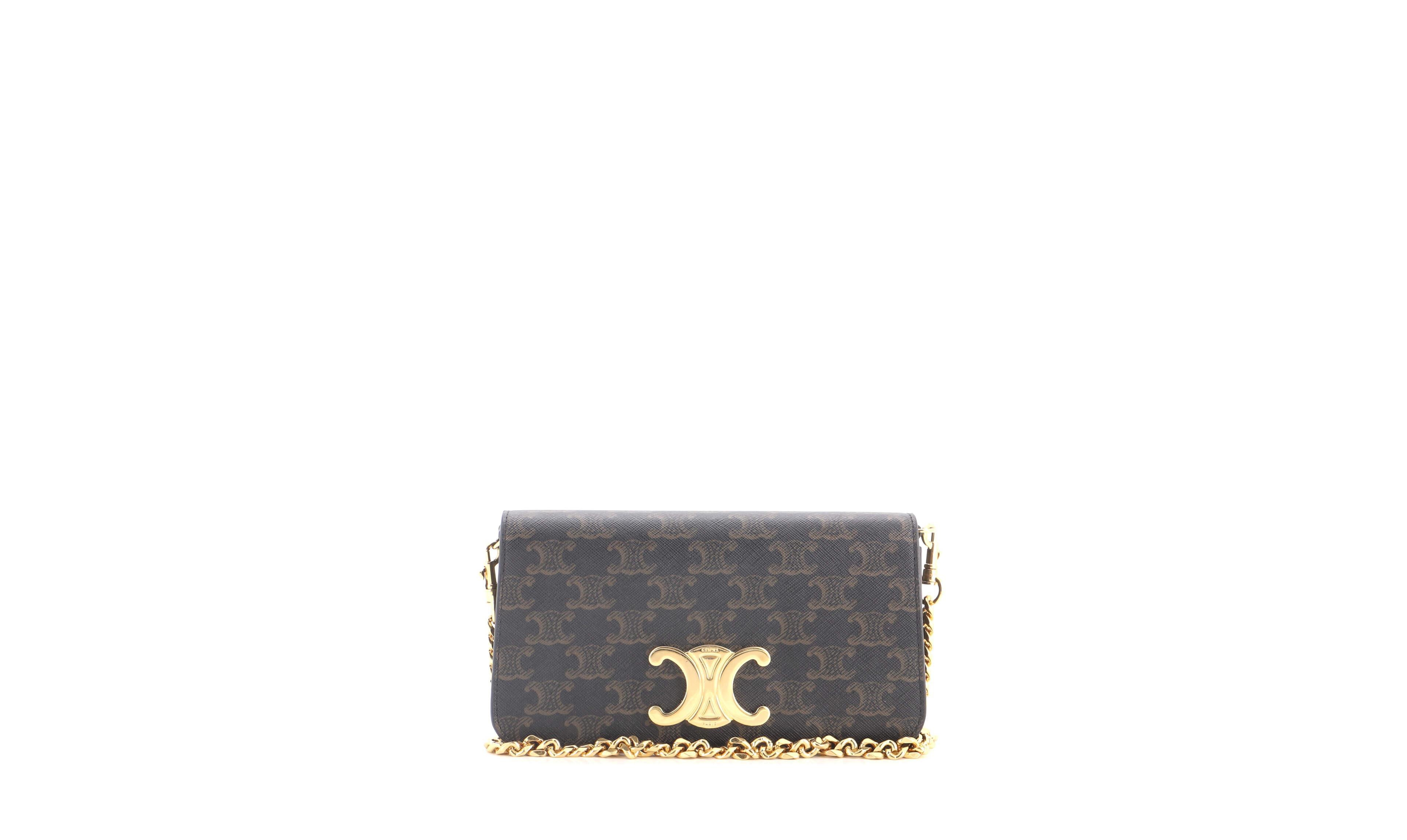 Pre-Owned Celine Multipochette Flap Bag Triomphe Coated Canvas Shoulder Bag, 8"W x 4"H x 2"D